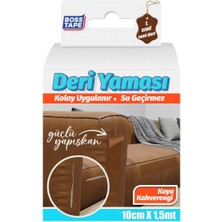 Boss Tape Yapışkanlı Deri Yaması Deri Koltuk Sandalye Yırtık Delik Onarım Koyu Kahve EN:10CM Boy:1,5mt