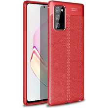 Heptek İletişim Samsung Galaxy Note 20 Kılıf Deri Görünümlü Renk Atmayan Dayanaklı Silikon Kapak (Niss)