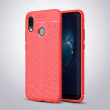 Heptek İletişim Huawei P20 Lite Kılıf Deri Görünümlü Renk Atmayan Dayanaklı Silikon Kapak (Niss)