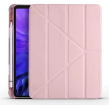 Ivoomi Samsung Galaxy Tab A8 10.5 SM-X200 2021 X205 X207 Tablet Kılıfı Kalem Bölmeli Yumuşak Silikon Trifolding Üçgen Standlı Lüx Case Smart Cover