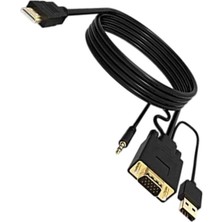 Yesper HDMI To VGA Kablo Dönüştürücü Adaptörü Pc Masaüstü Monitör Video Için 1080P 6ft Ses + Güç 10FT (Yurt Dışından)