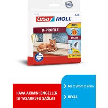 tesamoll® D profil, Kapı Pencere Isı İzolasyon Bandı, Beyaz, 6m x 9mm x 7mm