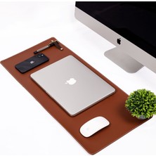 İsimlik Sepeti Taba Pu Deri Ofis Masa Matı Laptop Sümen Takımı Geniş Mouse Pad