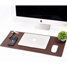 İsimlik Sepeti Kahverengi Pu Deri Ofis Masa Matı Laptop Sümen Takımı Geniş Mouse Pad