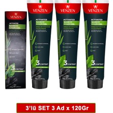 Venzen Büyük Boy Gerçek Doğal Bambu Kömürü Diş Macunu 3 Adet x 120 gr (3'lü Paket)