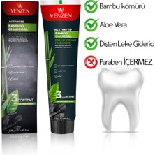 Venzen Büyük Boy Gerçek Doğal Bambu Kömürü Diş Macunu 3 Adet x 120 gr (3'lü Paket)