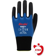 Beybi Nmf+ Mavi Tam Kaplı Mikro Köpük Nitril Kaplı Polyester Örgü Eldiven 10 Beden 144 Çift