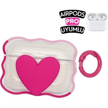 Ewec Airpods Pro Uyumlu Dalga Tasarım Kalpli Şeffaf Kılıf, Darbe Emici Premium Kılıf