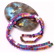 Taş Sandığı Renkli Hematit Taşı Küp Dizi - 4 mm