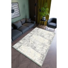 10 Post Online Salon Halısı Modern Ekru Gri Yolluk Kaymaz Yuvarlak Oval Kesme Ince Yıkanabilir Halı