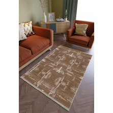 10 Post Online Salon Halısı Otantik Kahverengi Yolluk Kaymaz Yuvarlak Oval Kesme Ince Yıkanabilir Halı