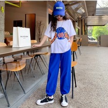 Kids Face Özel Tasarım All In Kaplan Pençesi Baskılı %100 Pamuk Kısa Kollu Yazlık Kız Çocuk Eşofman Takımı