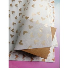 Tuğset Etiket Kalpli Gold Desenli Pelur Kağıdı 50X70 cm 100 Adet