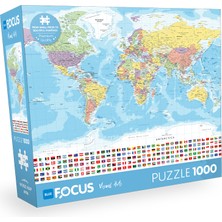 Blue Focus 1000 Parça Puzzle - World Map  (Dünya Haritası)