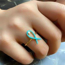 Pier Gümüş Mavi Mineli Balık Gümüş Yüzük