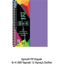 Spiralli Pp Kapak 8+4 300 Yaprak 12 Ayraçlı Defter