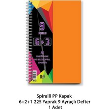 Spiralli Pp Kapak 6+2+1 225 Yaprak 9 Ayraçlı Defter