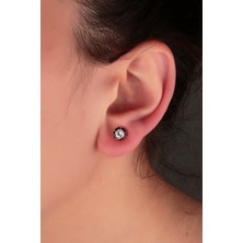 Sunshine 925 Ayar Gümüş 4mm Zirkon Taşlı Trend Küpe SKU2112