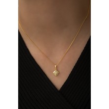 Sunshine Swarovski Zirconia Taşlı Gold Diamond Gümüş Kolye