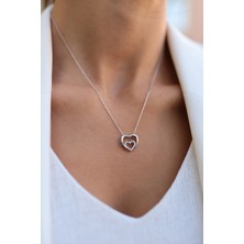 Sunshine Swarovski Taşlı Kalpli Gümüş Kolye