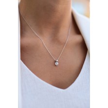 Sunshine Swarovski Tek Taşlı Gümüş Kolye