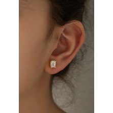 Sunshine Swarovski Zirconia Baget Taşlı Gümüş Gold Küpe