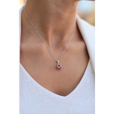 Sunshine Zirkon Taşlı Rodyum Kalpli Gümüş Kolye
