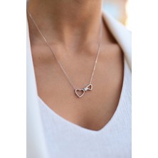Sunshine Swarovski Taşlı Gümüş Iki Kalpli Kolye