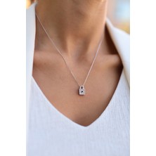 Sunshine Swarovski Taşlı Gümüş Kalpli Kilit Kolye