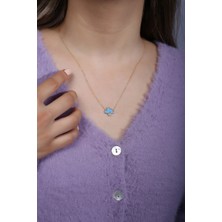 Sunshine Turkuaz Mineli Bulut Gümüş Kolye