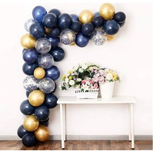 Eğlence Marketi Lacivert  Gold Balon Zinciri Seti 5 Metre 125 Adet Balon