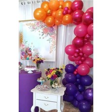 Eğlence Marketi Fuşya Turuncu Mor Renklerde Balon Zinciri