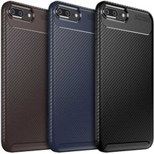 Heptek İletişim Apple  iPhone 7 Plus Kılıf Kamera Çıkıntılı Karbon Fiber Dokulu Renk Atmaz Koruyucu Kapak (Negro)