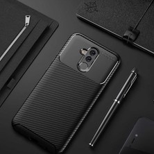 Heptek İletişim Huawei Mate 20 Lite Kılıf Kamera Çıkıntılı Karbon Fiber Dokulu Renk Atmaz Koruyucu Kapak (Negro)