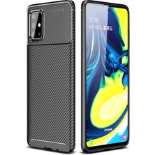 Heptek İletişim Samsung Galaxy A71 Kılıf Kamera Çıkıntılı Karbon Fiber Dokulu Renk Atmaz Koruyucu Kapak (Negro)