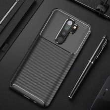 Heptek İletişim Xiaomi Redmi Note 8 Pro Kılıf Kamera Çıkıntılı Karbon Fiber Dokulu Renk Atmaz Koruyucu Kapak (Negro)