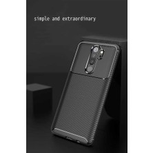 Heptek İletişim Xiaomi Redmi Note 8 Pro Kılıf Kamera Çıkıntılı Karbon Fiber Dokulu Renk Atmaz Koruyucu Kapak (Negro)