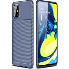 Heptek İletişim Samsung Galaxy A71 Kılıf Kamera Çıkıntılı Karbon Fiber Dokulu Renk Atmaz Koruyucu Kapak (Negro)