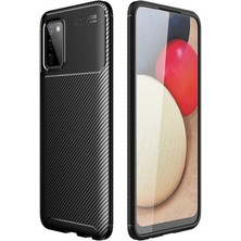 Heptek İletişim Samsung Galaxy A03S Kılıf Kamera Çıkıntılı Karbon Fiber Dokulu Renk Atmaz Koruyucu Kapak (Negro)