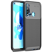 Heptek İletişim Huawei P20 Lite 2019 Kılıf Kamera Çıkıntılı Karbon Fiber Dokulu Renk Atmaz Koruyucu Kapak (Negro)