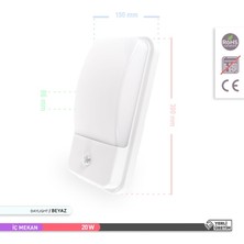 Ack 20W Sensörlü Iç ve Dış Mekan LED Duvar Apliği 6500K Beyaz
