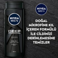 NIVEA Men Erkek Duş Jeli Deep Dimension 500 ml x3 Adet,Saç,Yüz ve Vücut için