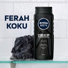 NIVEA Men Erkek Duş Jeli Deep Dimension 500 ml x3 Adet,Saç,Yüz ve Vücut için