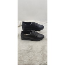 Çiğdem Kundura Siyah Deri Lastikli Ortopedik Kadın Ayakkabı (Blmdo) - Siyah - 39 - ST01838-SİYAH-39