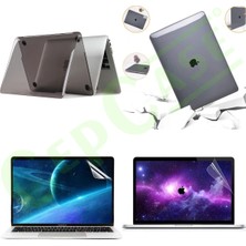 Cep Case Apple Macbook 13.6' Air 2022 M2 A2681 Kılıf Kristal Şeffaf Tasarım Kapak + Ekran Filmi Cam Koruma