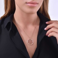 925 Ayar Gümüş Taşlı Tasarım Kolye, Rose