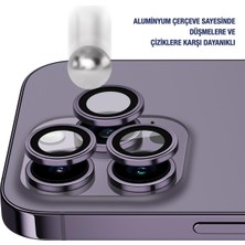 Blueo Apple iPhone 13/13 Mini Uyumlu Metal Çerçeve Kamera Lens Koruyucu Siyah