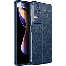 Xiaomi Poco F4 ile Uyumlu Silikon Kılıf Niss Silikon Deri Görünümlü Ultra Slim Fit Kılıf Lacivert