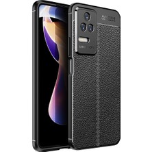 Xiaomi Poco F4 ile Uyumlu Silikon Kılıf Niss Silikon Deri Görünümlü Ultra Slim Fit Kılıf Siyah