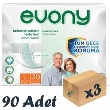 Evony Bel Bantlı Yetişkin Hasta Bezi Large 30'Lu 3 Paket 90 Adet